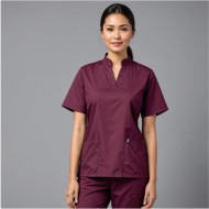  Hangerage Scrub Suit | Unisex Mandarian Collar | Wine Color | Stylish, Comfortable | Ideal For Health care Professionals | Sizes S - 2XL