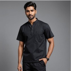  Hangerage Scrub Suit | Unisex Mandarian Collar | Stylish, Comfortable | Black Color | Ideal For Health care Professionals | Sizes XS - XXXL