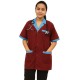 Hangerage Maroon Staff Apron | Unisex_3-Pocket Apron | Half Sleeves | V Neck | style with sky blue collar | Comfortable | Durable | Uniform for Medical Professionals (Staff & Nursing)