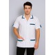 Hangerage White Staff Apron | Unisex_3-Pocket Apron | Half Sleeves | V Neck | style with Contrast sky blue Strip | Comfortable | Durable | Uniform for Medical Professionals (Staff & Nursing)