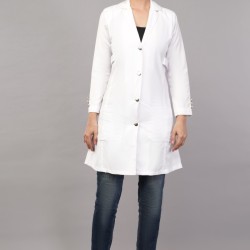 DOCTOR LAB COAT -  WHITE  COLOR | FEMALE LAB COAT  | KNEE LENGTH