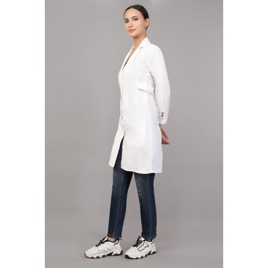 DOCTOR LAB COAT -  WHITE  COLOR | FEMALE LAB COAT  | KNEE LENGTH