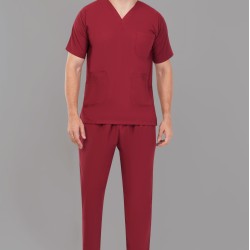 DOCTOR SCRUB SUIT -  MAROON  COLOR | V  NECK | UNISEX PATTERN 