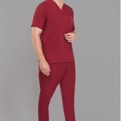 DOCTOR SCRUB SUIT -  MAROON  COLOR | V  NECK | UNISEX PATTERN 