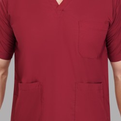 Premium Male Maroon Scrub Suits | V Neck | Polycotton, Stylish, Comfortable | Half Sleeves | Ideal For Health care Professionals | Sizes XS-2XL