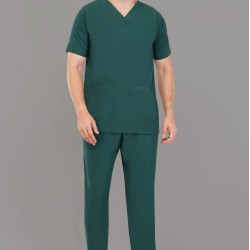 DOCTOR SCRUB SUIT -  BOTTLE GREEN COLOR | V  NECK | UNISEX PATTERN 