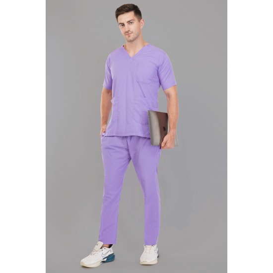 DOCTOR SCRUB SUIT -  LILAC  COLOR | V  NECK | UNISEX PATTERN 