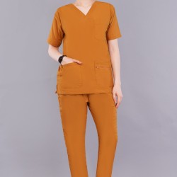 DOCTOR SCRUB SUIT - RUST COLOR | V NECK | UNISEX PATTERN