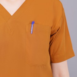 DOCTOR SCRUB SUIT - RUST COLOR | V NECK | UNISEX PATTERN