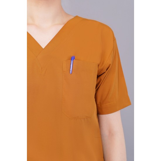 DOCTOR SCRUB SUIT - RUST COLOR | V NECK | UNISEX PATTERN