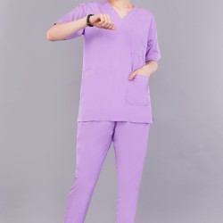 DOCTOR SCRUB SUIT -  LILAC  COLOR | V  NECK | UNISEX PATTERN 