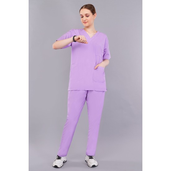 DOCTOR SCRUB SUIT -  LILAC  COLOR | V  NECK | UNISEX PATTERN 