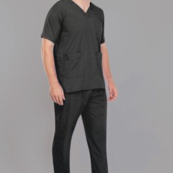 DOCTOR SCRUB SUIT -  BLACK  COLOR | V  NECK | UNISEX PATTERN 