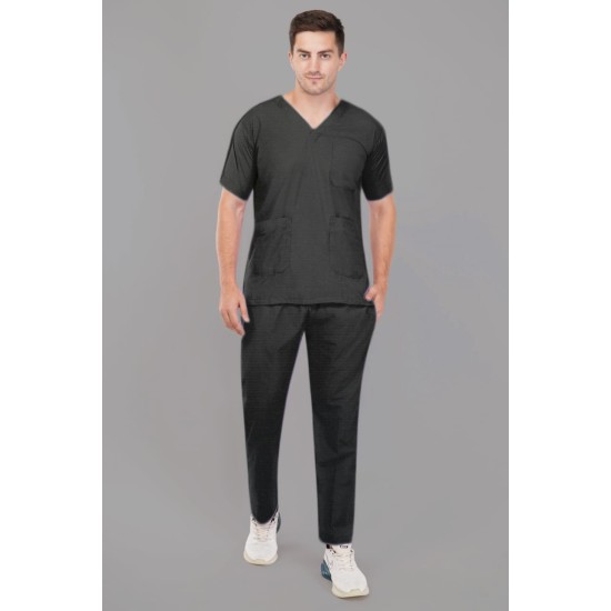 DOCTOR SCRUB SUIT -  BLACK  COLOR | V  NECK | UNISEX PATTERN 