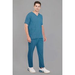 DOCTOR SCRUB SUIT -  TEEL BLUE  COLOR | V  NECK | UNISEX PATTERN 