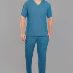 DOCTOR SCRUB SUIT -  TEEL BLUE  COLOR | V  NECK | UNISEX PATTERN 