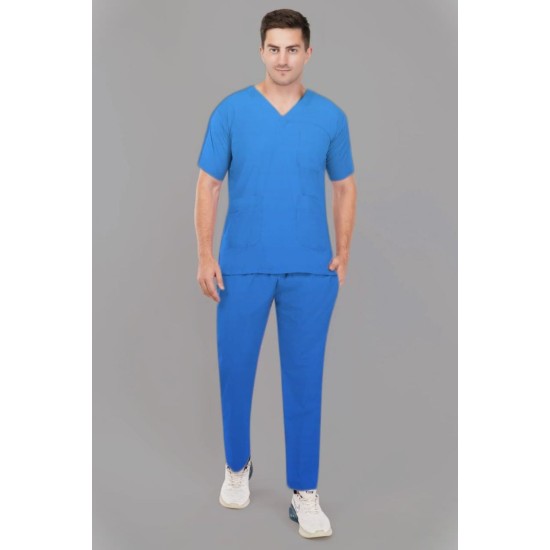 DOCTOR SCRUB SUIT -  SKY BLUE COLOR | V  NECK | UNISEX PATTERN 