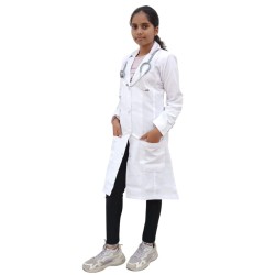 DOCTOR LAB COAT -  WHITE  COLOR | FEMALE LAB COAT  | KNEE LENGTH