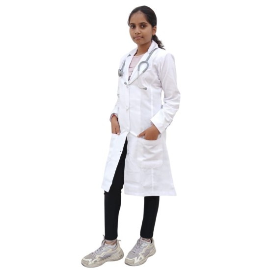 DOCTOR LAB COAT -  WHITE  COLOR | FEMALE LAB COAT  | KNEE LENGTH