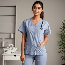 FEMALE SCRUB SUIT |HALF SLEEVES |5 POCKETS|FABRIC PV SPUN|BEST FITTED FOR MEDICAL PROFESSIONALS