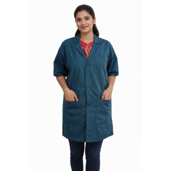  Hangerage Staff Apron| Ocean Blue Color | Unisex | Stylish, Comfortable | Half Sleeves | Ideal For Health care Professionals | Sizes S - XXL