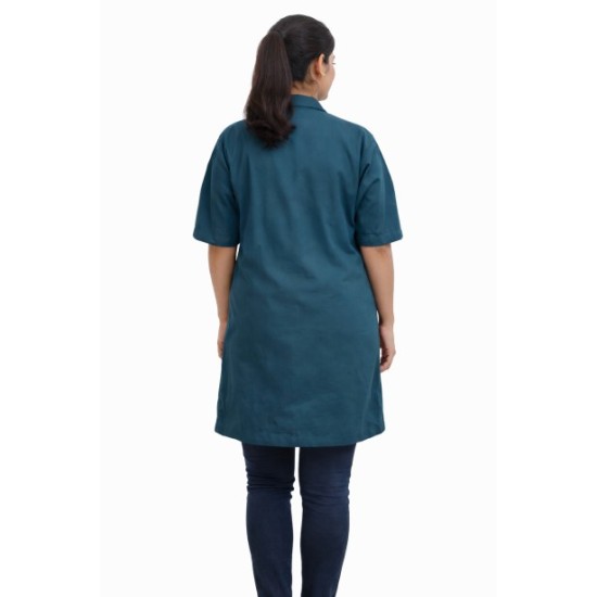  Hangerage Staff Apron| Ocean Blue Color | Unisex | Stylish, Comfortable | Half Sleeves | Ideal For Health care Professionals | Sizes S - XXL
