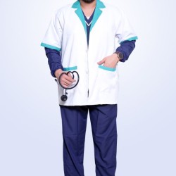Hangerage Doctor /Staff Apron Half Sleeves  -White with Green Color_Unisex