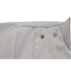 DENTIST APRON  - WHITE WITH RED PIPINE-  IDEAL FOR DOCTORS, DENTIST, STAFF - SNAP BUTTON CLOSURE