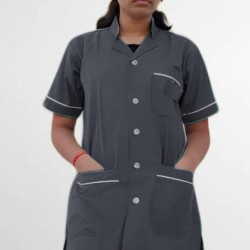 Hangerage Staff Dress || Unisex | Polycotton, Stylish, Comfortable | Half Sleeves | Style with White Pipine | Ideal For Health care Professionals | Color (Grey) Sizes S - XXL