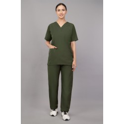 DOCTOR SCRUB SUIT -  OLIVE GREEN COLOR | V  NECK | UNISEX PATTERN 