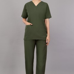 DOCTOR SCRUB SUIT -  OLIVE GREEN COLOR | V  NECK | UNISEX PATTERN 