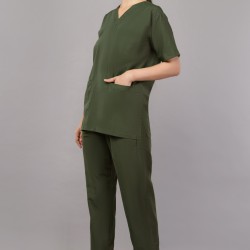 DOCTOR SCRUB SUIT -  OLIVE GREEN COLOR | V  NECK | UNISEX PATTERN 