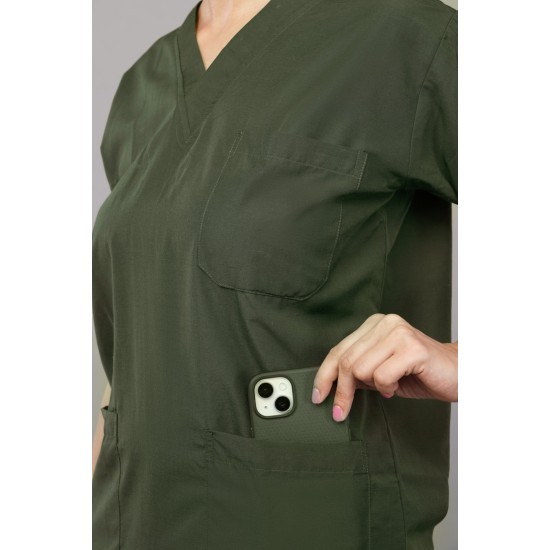 DOCTOR SCRUB SUIT -  OLIVE GREEN COLOR | V  NECK | UNISEX PATTERN 