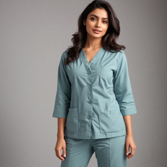 FEMALE SCRUB SUIT | FULL SLEEVES |5 POCKETS|FABRIC PV SPUN|BEST FITTED FOR MEDICAL PROFESSIONALS