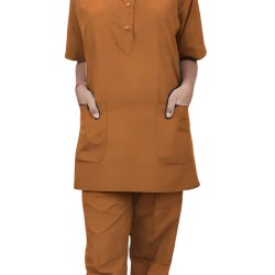 DOCTOR SCRUB SUIT -  RUST  COLOR | ROUND NECK | UNISEX PATTERN 