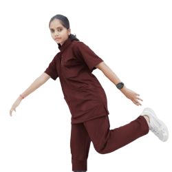  Hangerage Scrub Suit | Unisex Mandarian Collar | Stylish, Comfortable | Maroon Color | Ideal For Health care Professionals | Sizes XS - XXXL