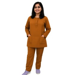 Hangerage Premium Full Sleeve Scrub | Unisex | Rust Color | Round Neck | Doctor & Medical Uniform for Men | Hospital & Clinic Wear