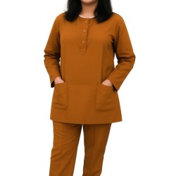 Hangerage Premium Full Sleeve Scrub | Unisex | Rust Color | Round Neck | Doctor & Medical Uniform for Men | Hospital & Clinic Wear