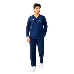 Hangerage Premium Full Sleeve Scrub | Unisex | Navy Blue Color | V Neck | Doctor & Medical Uniform for Men | Hospital & Clinic Wear
