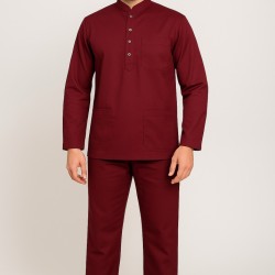 Hangerage Premium Full Sleeve Scrub | Unisex | Maroon Color | Mandarian Collar | Doctor & Medical Uniform for Men | Hospital & Clinic Wear