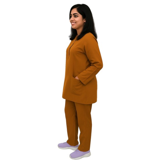 Hangerage Premium Full Sleeve Scrub | Unisex | Rust Color | Round Neck | Doctor & Medical Uniform for Men | Hospital & Clinic Wear