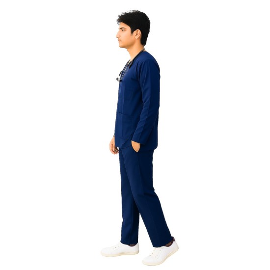 Hangerage Premium Full Sleeve Scrub | Unisex | Navy Blue Color | V Neck | Doctor & Medical Uniform for Men | Hospital & Clinic Wear