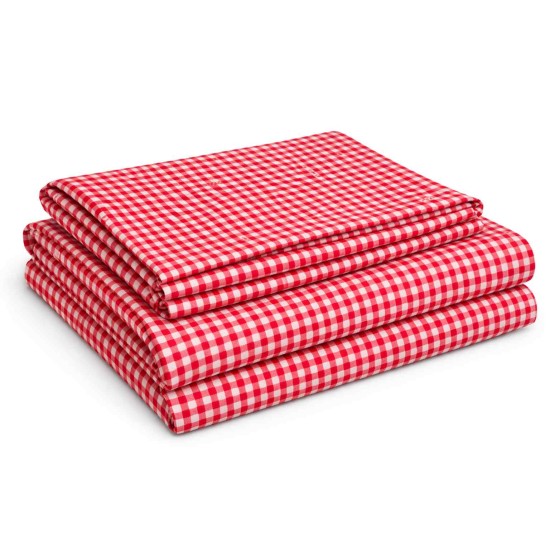 Red Checked Hospital Bed Sheet – Soft, Breathable & Durable | Size (57 X 90 inches)