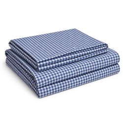 Blue Checked Hospital Bed Sheet – Soft, Breathable & Durable | Size (57 X 90 inches)