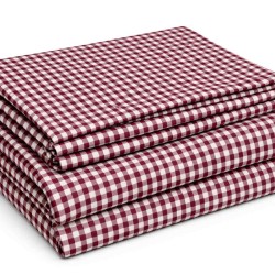 Maroon Checked Hospital Bed Sheet With Pillow Cover – Soft, Breathable & Durable | Size (57 X 90 inches)