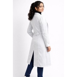 Women's Professional White Over coat | Full Sleeves | Calf Length | Notch Collar with Pockets for Doctors, Medical Staff, Laboratory Workers | Sizes (S-2XL)
