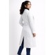 Women's Professional White Over coat | Full Sleeves | Calf Length | Notch Collar with Pockets for Doctors, Medical Staff, Laboratory Workers | Sizes (S-2XL)