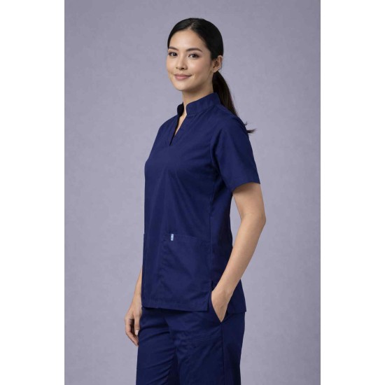  Hangerage Premium Female Scrub Suit | Mandarian Collar |Navy Blue Color | Stylish, Comfortable | Ideal For Health care Professionals | Sizes XS- 2XL