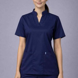  Hangerage Premium Female Scrub Suit | Mandarian Collar |Navy Blue Color | Stylish, Comfortable | Ideal For Health care Professionals | Sizes XS- 2XL