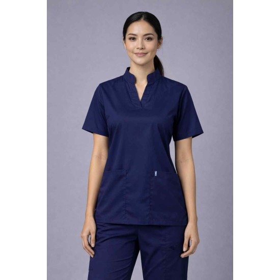  Hangerage Premium Female Scrub Suit | Mandarian Collar |Navy Blue Color | Stylish, Comfortable | Ideal For Health care Professionals | Sizes XS- 2XL
